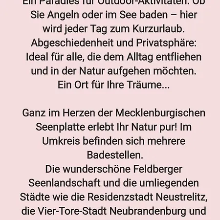 Mueritz Nationalpark - Wohnmobilstellplatz In Der Mecklenburgischen Seenplatte Strom & Wasser Vor Ort *