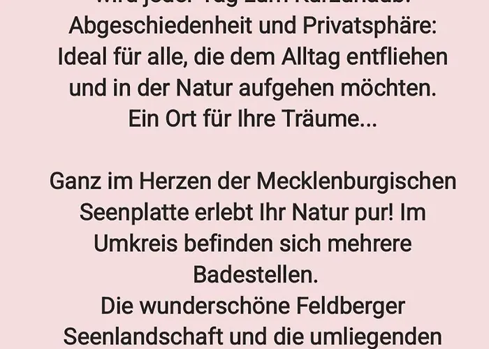 Mueritz Nationalpark - Wohnmobilstellplatz In Der Mecklenburgischen Seenplatte Strom & Wasser Vor Ort *